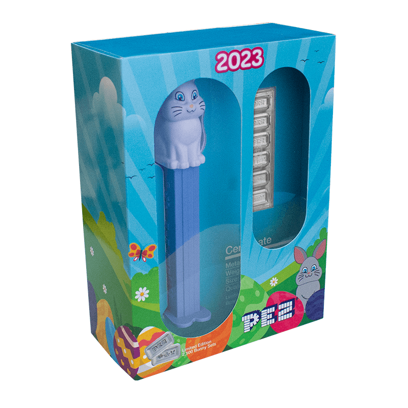 Image for PEZ® Spring Bunny Silver Wafers & Dispenser Gift Set from TD Precious Metals